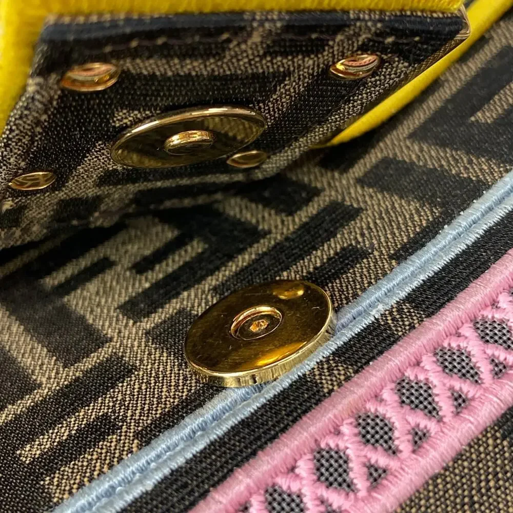 Fendi Mama Bucket Handbag 8BR600 Beige Dark Brown Multi